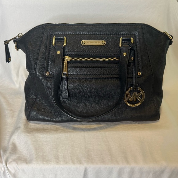 Michael Kors Black Leather Satchel with Gold Hardware - Picture 1 of 4